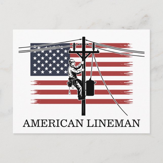 American Lineman Flag – Electrician & Utility Work Postcard (Front)