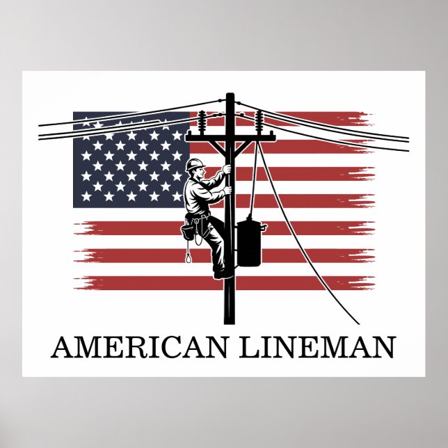 American Lineman Flag – Electrician & Utility Work Poster (Front)