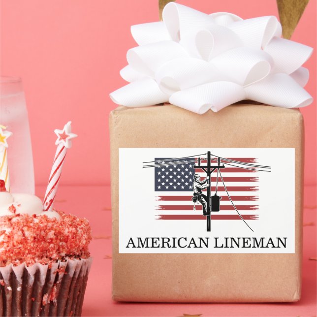 American Lineman Flag – Electrician & Utility Work Rectangular Sticker (Party)