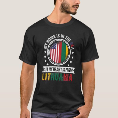 American Lithuanian Flag Heart Lithuania American  T_Shirt