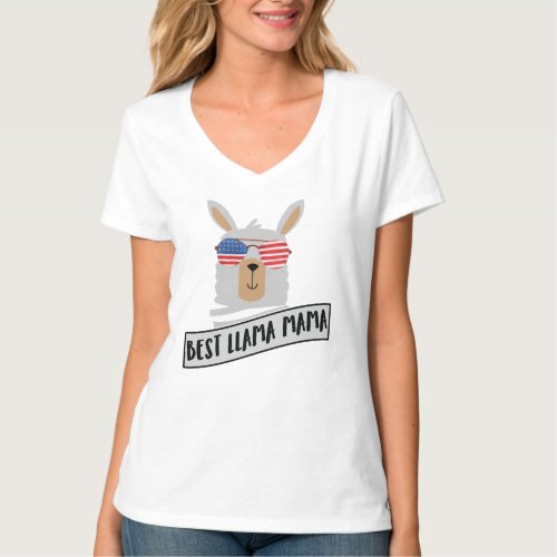 American Llama Mama USA Flag Glasses TShirt Design