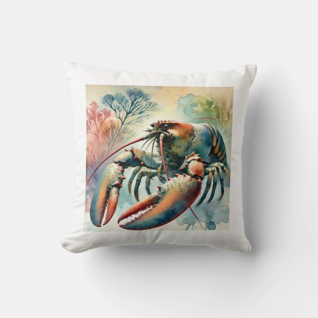 American lobster 251024AREF142 - Watercolor Throw Pillow (Front)