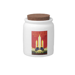 American logo travel poster candy jar