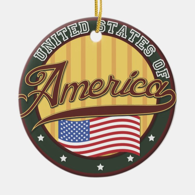 American logo travel poster ceramic ornament (Front)