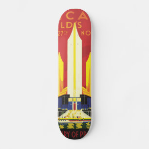 American logo travel poster skateboard deck