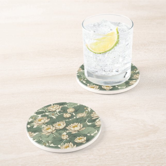 American Lotus flowers pattern Coaster (Side)