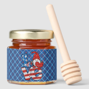 American Love Glitter Gnome Honey Jar Favors