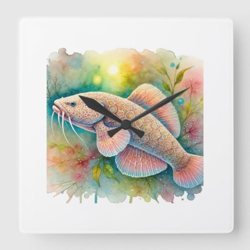American Lungfish 170624AREF115 _ Watercolor Square Wall Clock