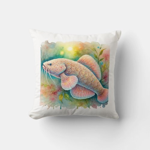 American Lungfish 170624AREF115 _ Watercolor Throw Pillow