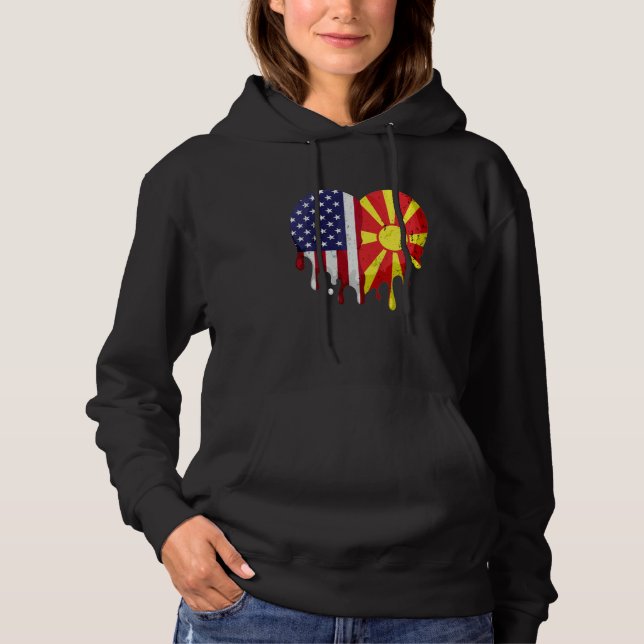 American Macedonian Heritage Month Macedonia Flag  Hoodie (Front)