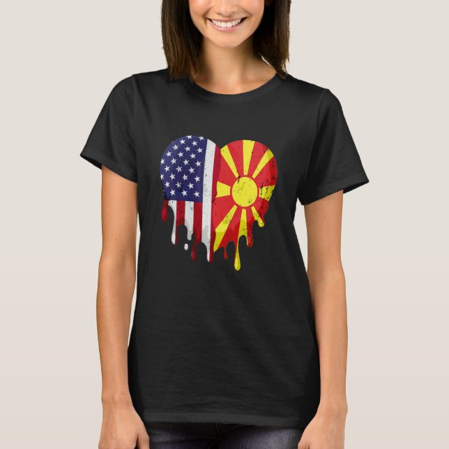 American Macedonian Heritage Month Macedonia Flag  T-Shirt (Front)