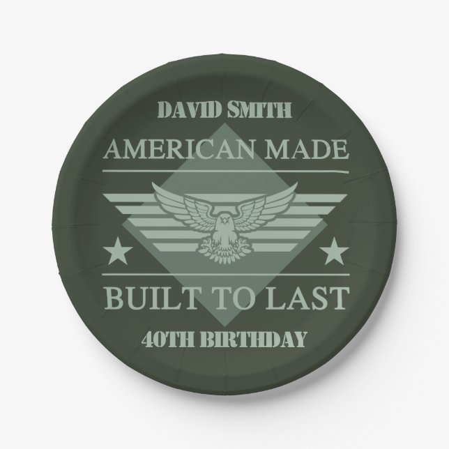 American Made 40th Birthday Paper Plates (Front)