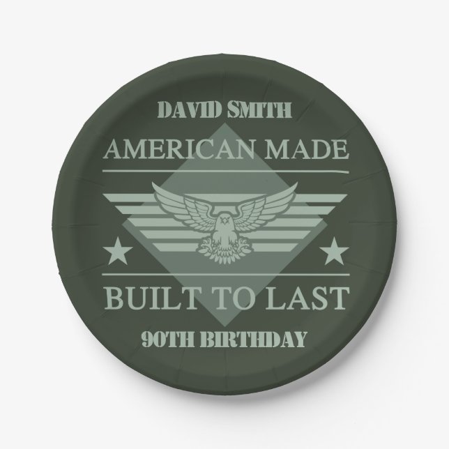 American Made 90th Birthday Paper Plates (Front)