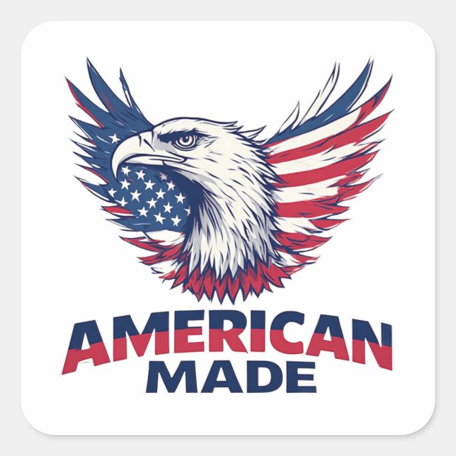 American Made American Flag Patriotic Gift Square Sticker (Front)