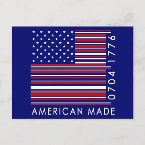 American Made Barcode Flag Stars Stripes 4th July Postcard