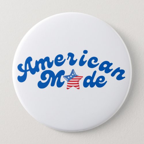 American Made Button Blue Text with American Flag Button