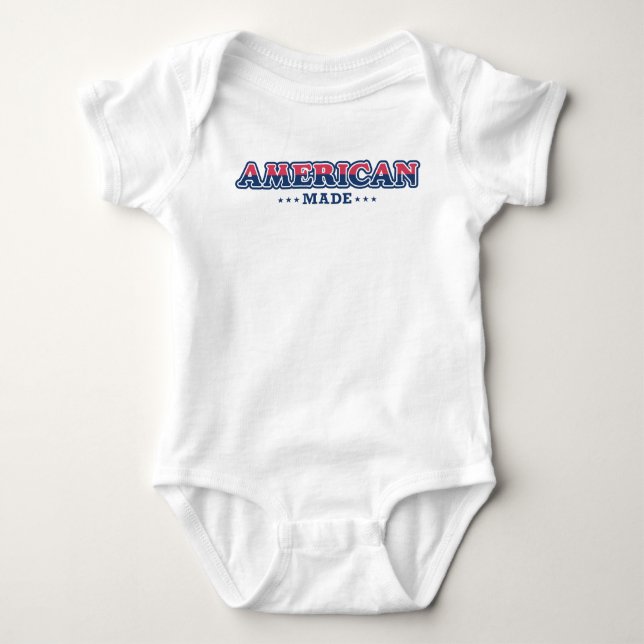 American Made, Proud, Patriotic T-Shirt Baby Bodysuit (Front)