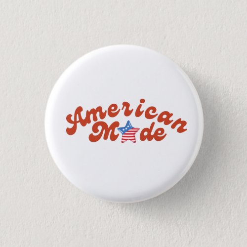 American Made Red Retro Font with American Flag Button