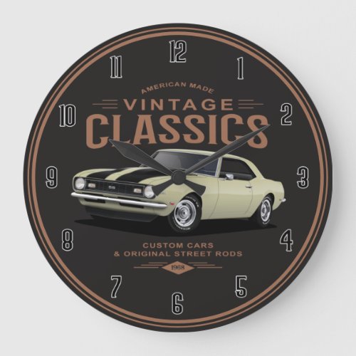 American Made Vintage Classic Cars Large Clock