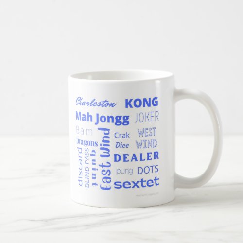 American Mah Jongg cup with blue words