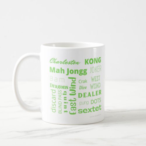 American Mah Jongg cup with green words
