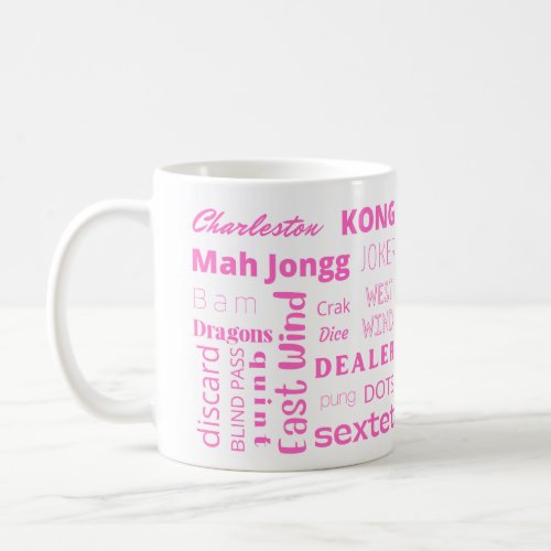 American Mah Jongg mug with pink words