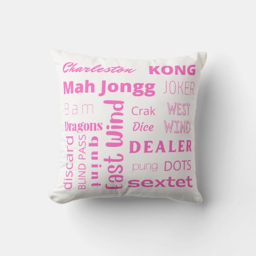 American Mah Jongg pillow with pink words