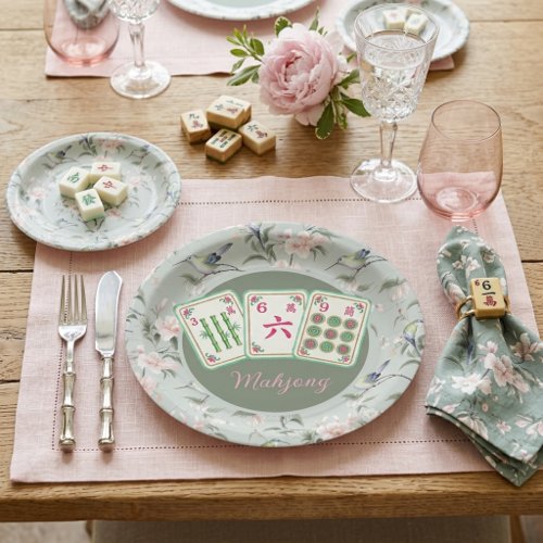 American Mahjong In Green Paper Plates