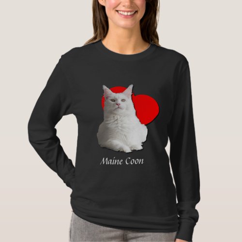 American Maine Coon Cat Love Heart Moggy  T_Shirt