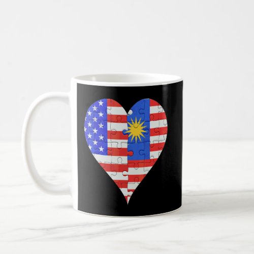 American Malaysian Flag Heart  Coffee Mug