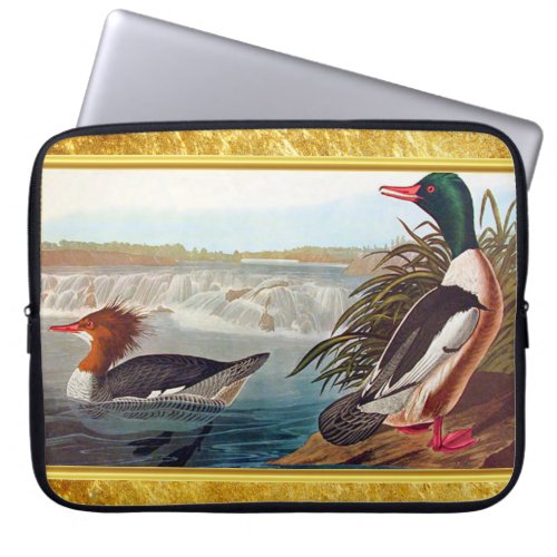 American mallard ducks in a river swimming laptop sleeve