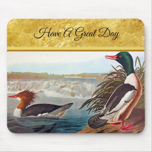 American mallard ducks in a river swimming mouse pad