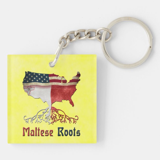 American Maltese Roots   Keychain (Back)