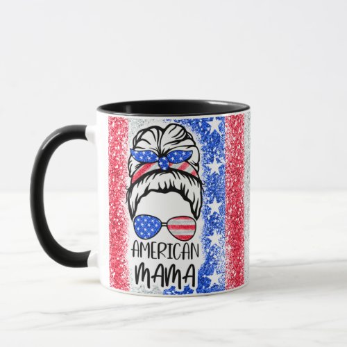 American Mama Messy Bun 4th of July 11 oz Mug