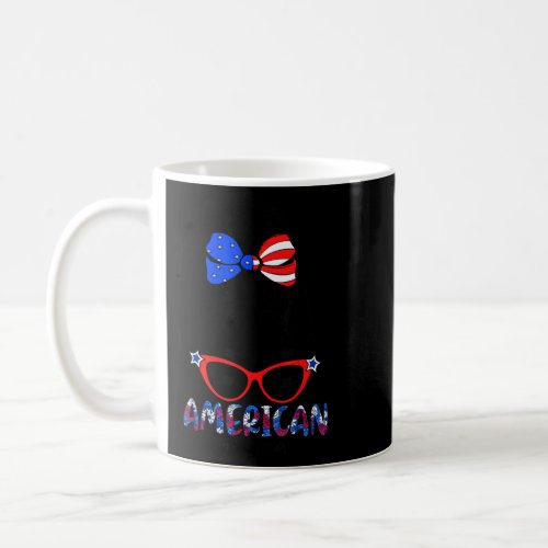 American Mama Messy Bun Usa Flag Patriotic 4th Of  Coffee Mug