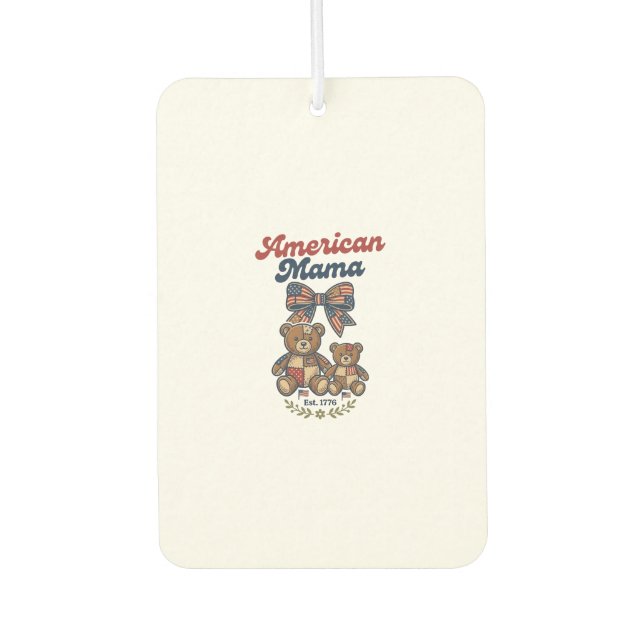 American Mama Patriotic Bear Patchwork Vector Desi Air Freshener (Front)