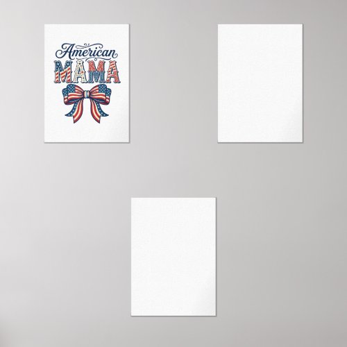 American Mama Patriotic Bow Vintage 4th of July Sh Wall Art Sets