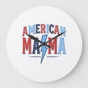American Mama Patriotic Vintage Engraving Shirt De Large Clock