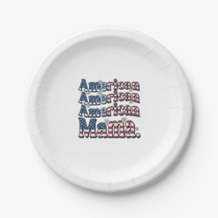 American Mama Patriotic Vintage Engraving Shirt De Paper Plates