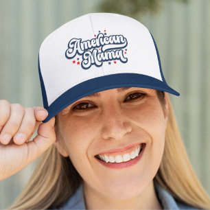 American Mama" Retro Groovy 4th of July Trucker Hat