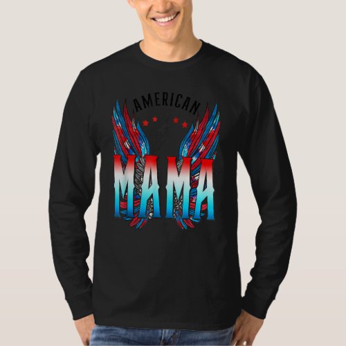 American Mama Retro Wings Sublimation 4th Of July T_Shirt
