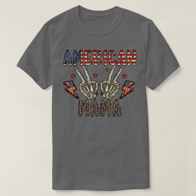 American Mama Skeleton Hand Western 4th Of July Le T-Shirt (Design Front)