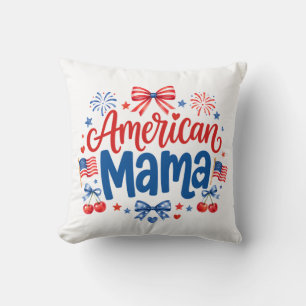 American Mama Throw Pillow