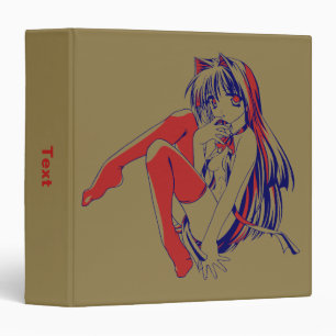American Manga Neko Catgirl Kawaii Anime 3 Ring Binder