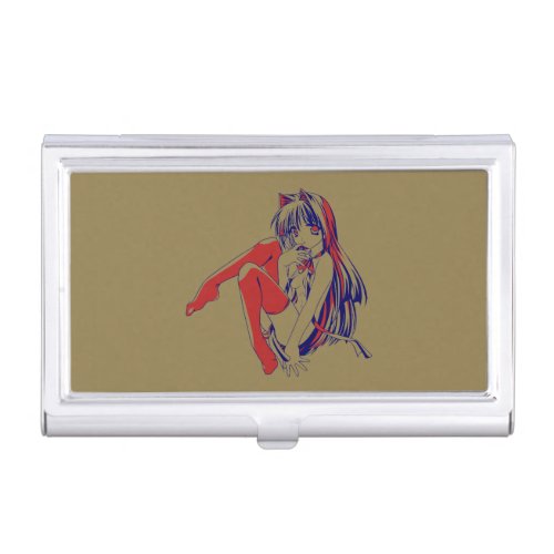 American Manga Neko Catgirl Kawaii Anime Business Card Case