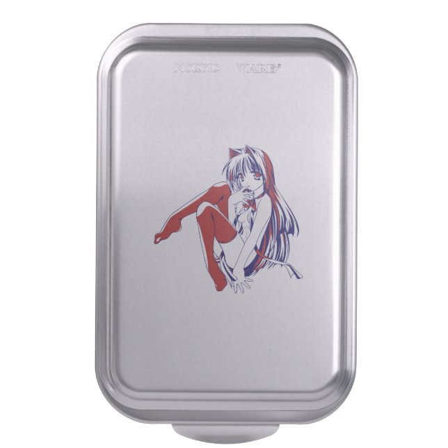 American Manga Neko Catgirl Kawaii Anime Cake Pan (Front Vertical)