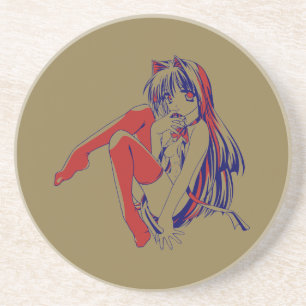 American Manga Neko Catgirl Kawaii Anime Coaster