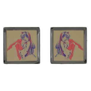 American Manga Neko Catgirl Kawaii Anime Cufflinks