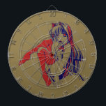 American Manga Neko Catgirl Kawaii Anime Dart Board<br><div class="desc">The image is a manga-style pin-up that smolders with the playful allure of a seductive neko girl. With a wink that promises mischief, she leans in, her long, flowing hair cascading down like a silken waterfall that caresses her curvaceous figure. Playful features, accented by a pair of cat-ear styled locks,...</div>