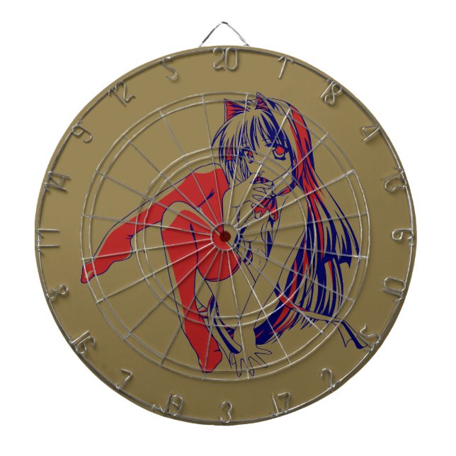 American Manga Neko Catgirl Kawaii Anime Dart Board (Front)